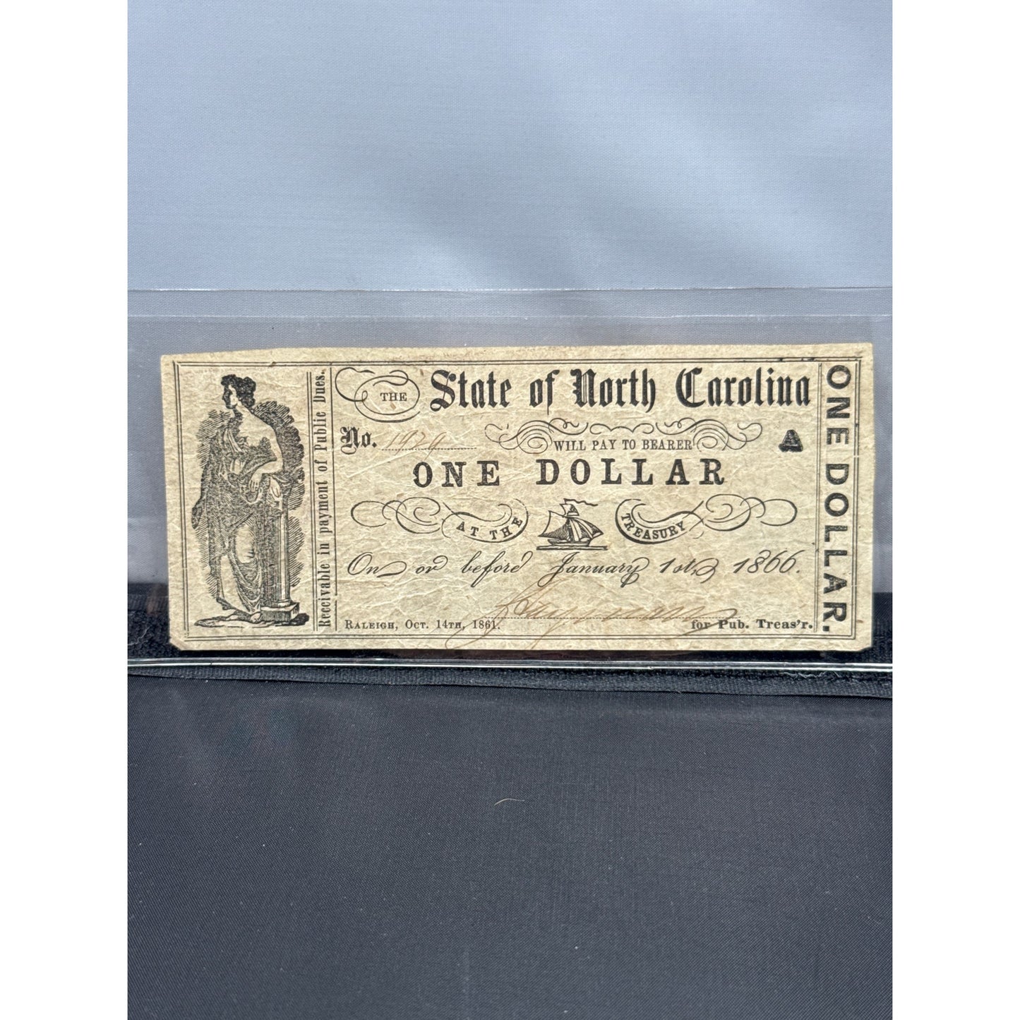 Paper Currency Bank Note USA Paper Money State of North Carolina $1 Series 1861