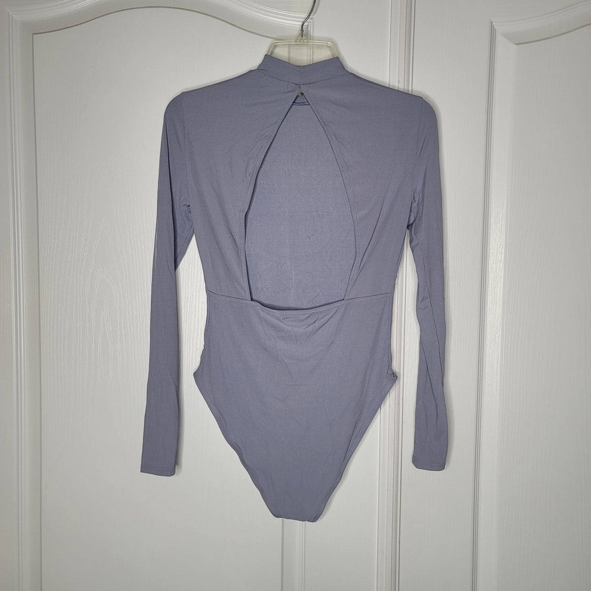 Topshop OPEN BACK blue ribbed Bodysuit long sleeve Size 8 long sleeve NEW