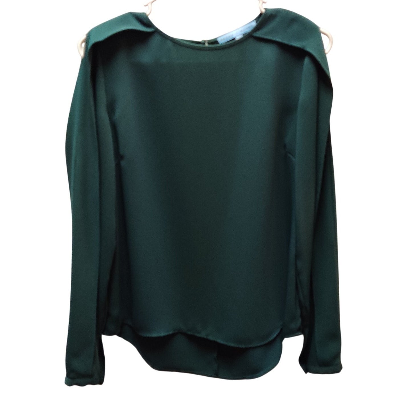 Antonio Melani Hunter Green Cold Shoulder Pleated Blouse Top minimalist XS