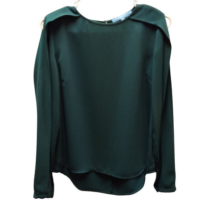 Antonio Melani Hunter Green Cold Shoulder Pleated Blouse Top minimalist XS
