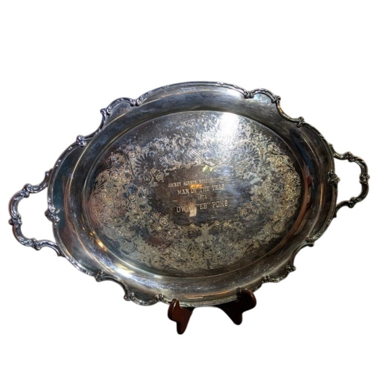 Jockey Agents Benevolent Assn. 1974 Owen EB Pons Man of the Year Trophy Platter