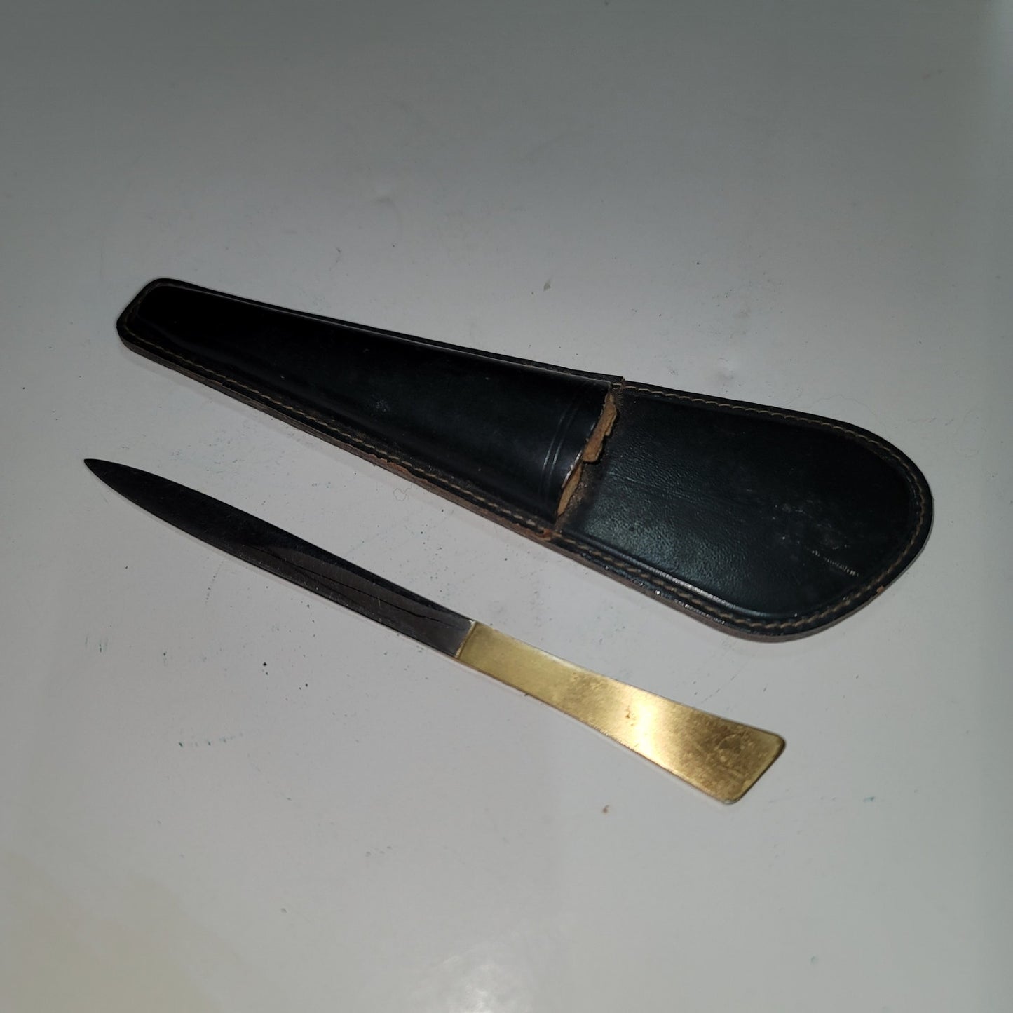 Vintage Brass Letter opener with leather case desk office work