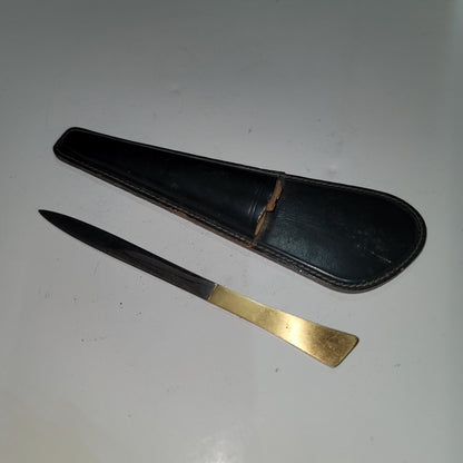 Vintage Brass Letter opener with leather case desk office work