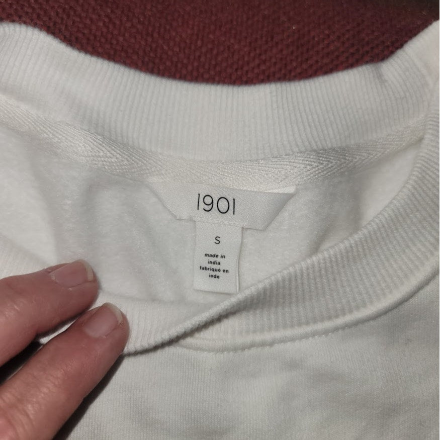 Nordstrom 1901 White Gold Silver Sweatshirt Size Small New Years  Pop Clink Fizz