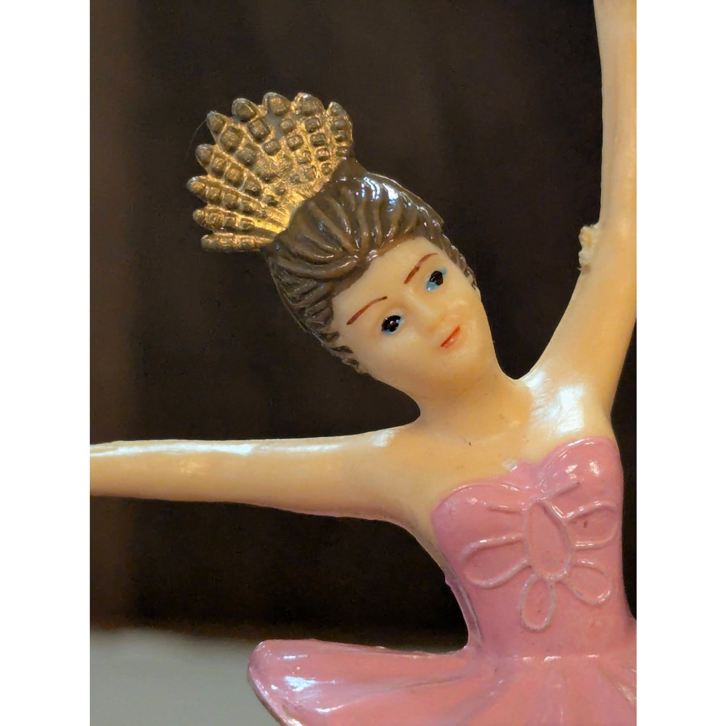 Vintage Pink & Gold Plastic Ballerina Cake Topper Figurines Set of 2