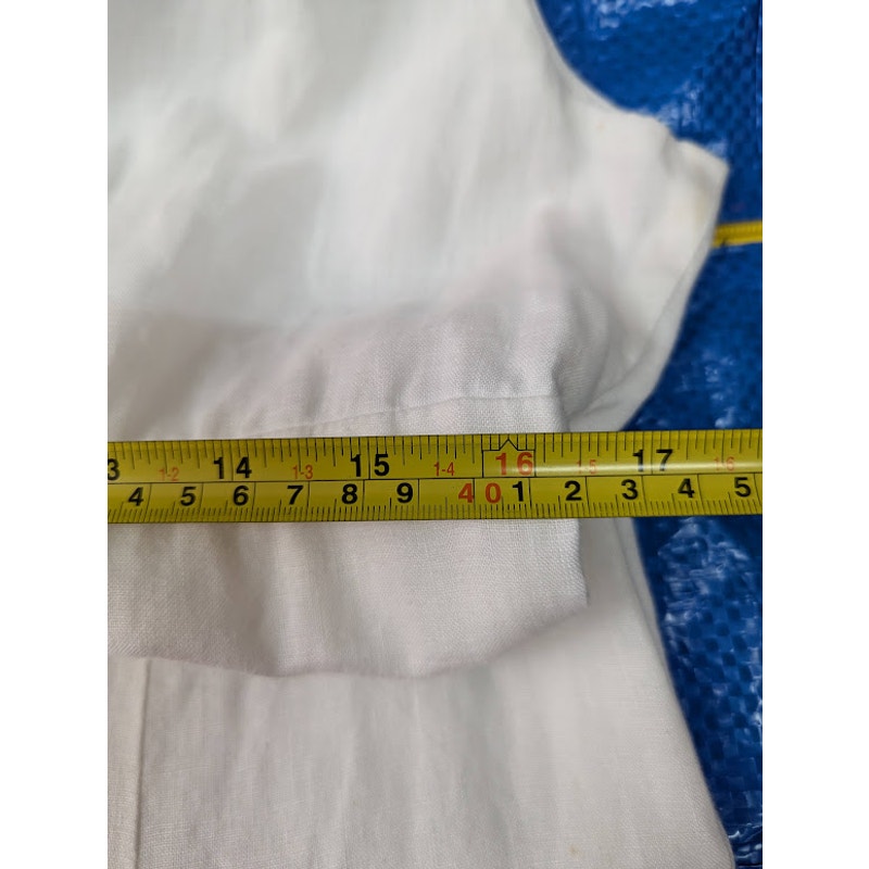 Liz Claiborne White Linen Midi Eyelet Trim Sleeveless Casual Summer Dress Siz 14