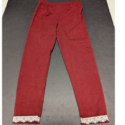 Nannette Lace hem Size 4 Red Pants Kids YOuth girls leggings