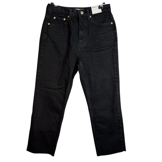 Topshop Blue/Black Straight Raw Hem Womens Denim Jeans Size W 34" x L 28" NEW