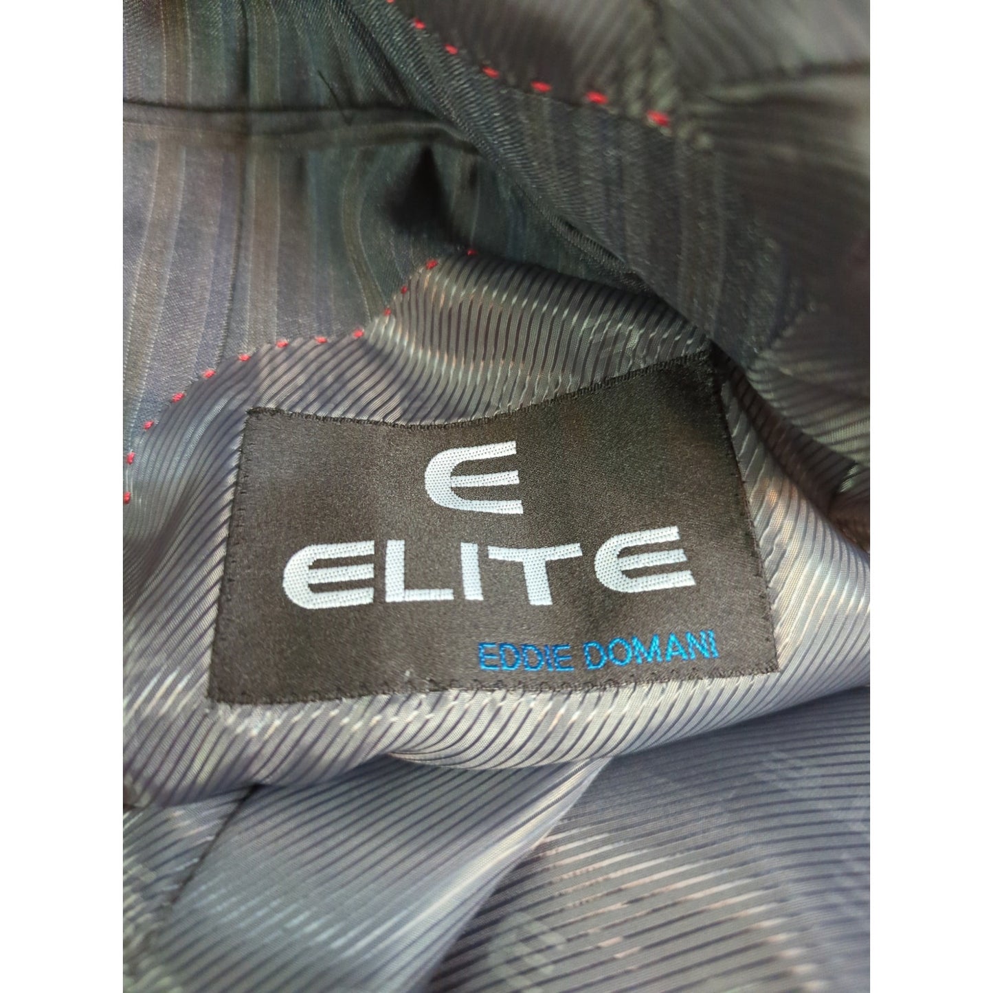 Vintage Elite Mens Pinstripe Suit 40R Gray Single Breasted Dark Academia Power