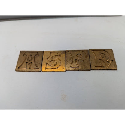 Gravograph Miscellaneous BRASS funky letters Typeset Printer 1 1/4" tall 2.4 LBS