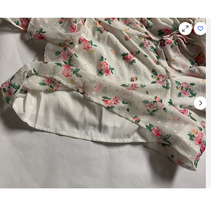 Topshop White Pink Floral Rose Bardot Off Shoulder Shorts Romper SZ. 4 SMALL NEW
