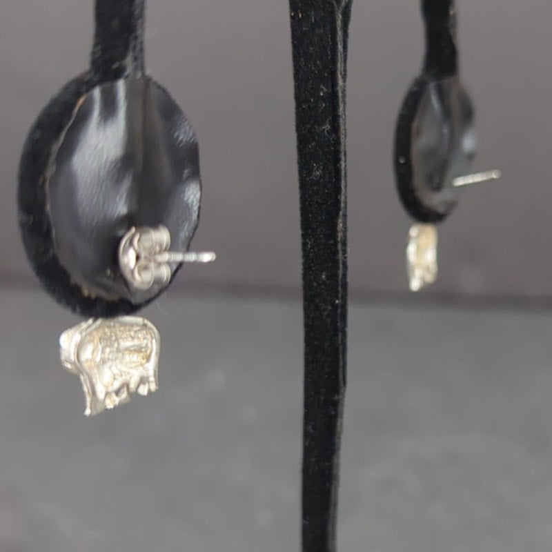 Vintage Sterling Silver Bear Dangle Earrings Pierced Drop Motif Jewelry Kodiak