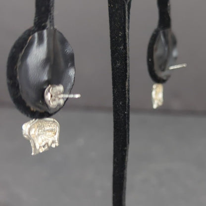 Vintage Sterling Silver Bear Dangle Earrings Pierced Drop Motif Jewelry Kodiak