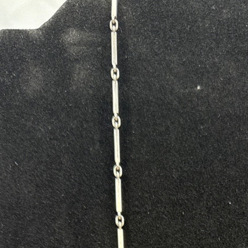 Vtg Modernist Silver Bar Link Necklace 30" Minimalist Industrial Statement Chain