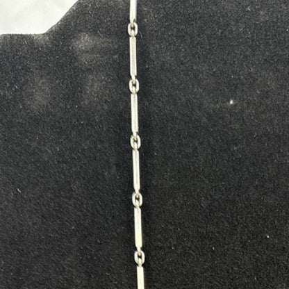 Vtg Modernist Silver Bar Link Necklace 30" Minimalist Industrial Statement Chain