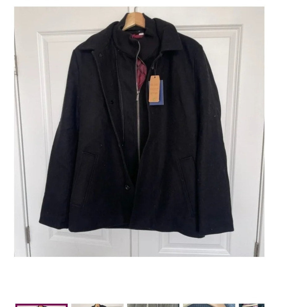 Soul of London Navy Blue Peacoat Medium Mens Pockets LIned Heavy Coat Jacket