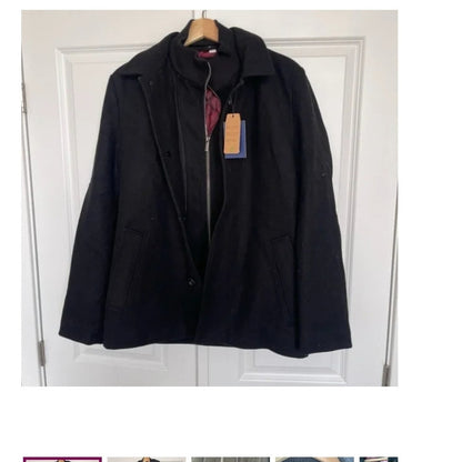 Soul of London Navy Blue Peacoat Medium Mens Pockets LIned Heavy Coat Jacket