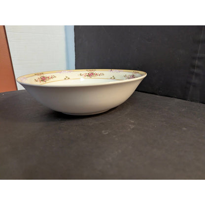 Vintage Lynns Fine China Serving Bowl Floral Gold Trim French Country
