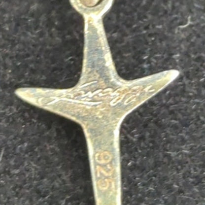 Vintage Steven Lavaggi Sterling Silver 925 Artist Hope CROSS Minimalist Pendant