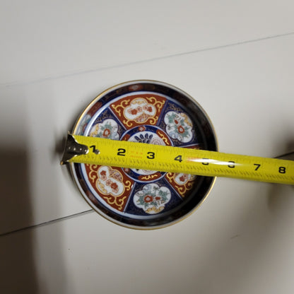Vintage Handpainted Japanese Imari Porcelain Dish 5.5" Gold Gilt