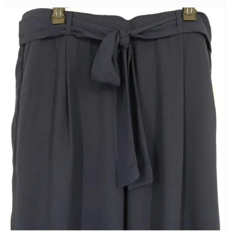 Halogen Tie Waist Twill cropped Length Dress Pants Small Navy Peacoat NWT