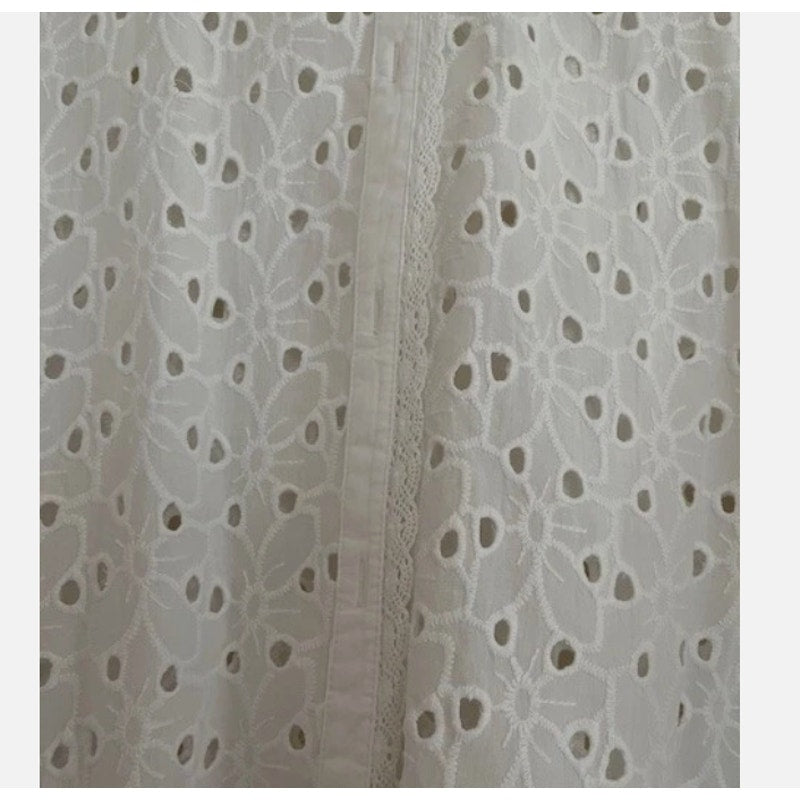 French Connection Eyelet White cotton Broderie oversized shirt blouse small