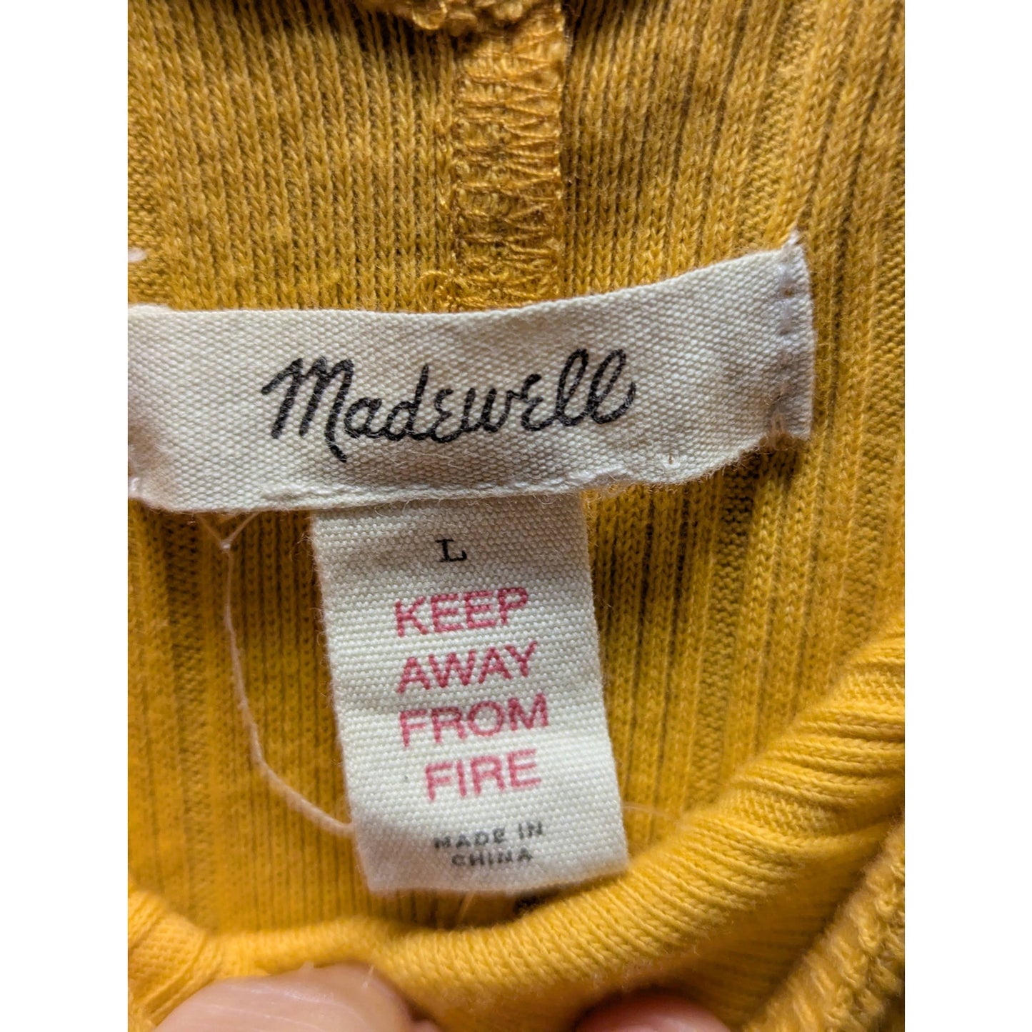 Madewell Yellow Textured Ribbed Knit Sleeveless Tank Top Large NEW layering