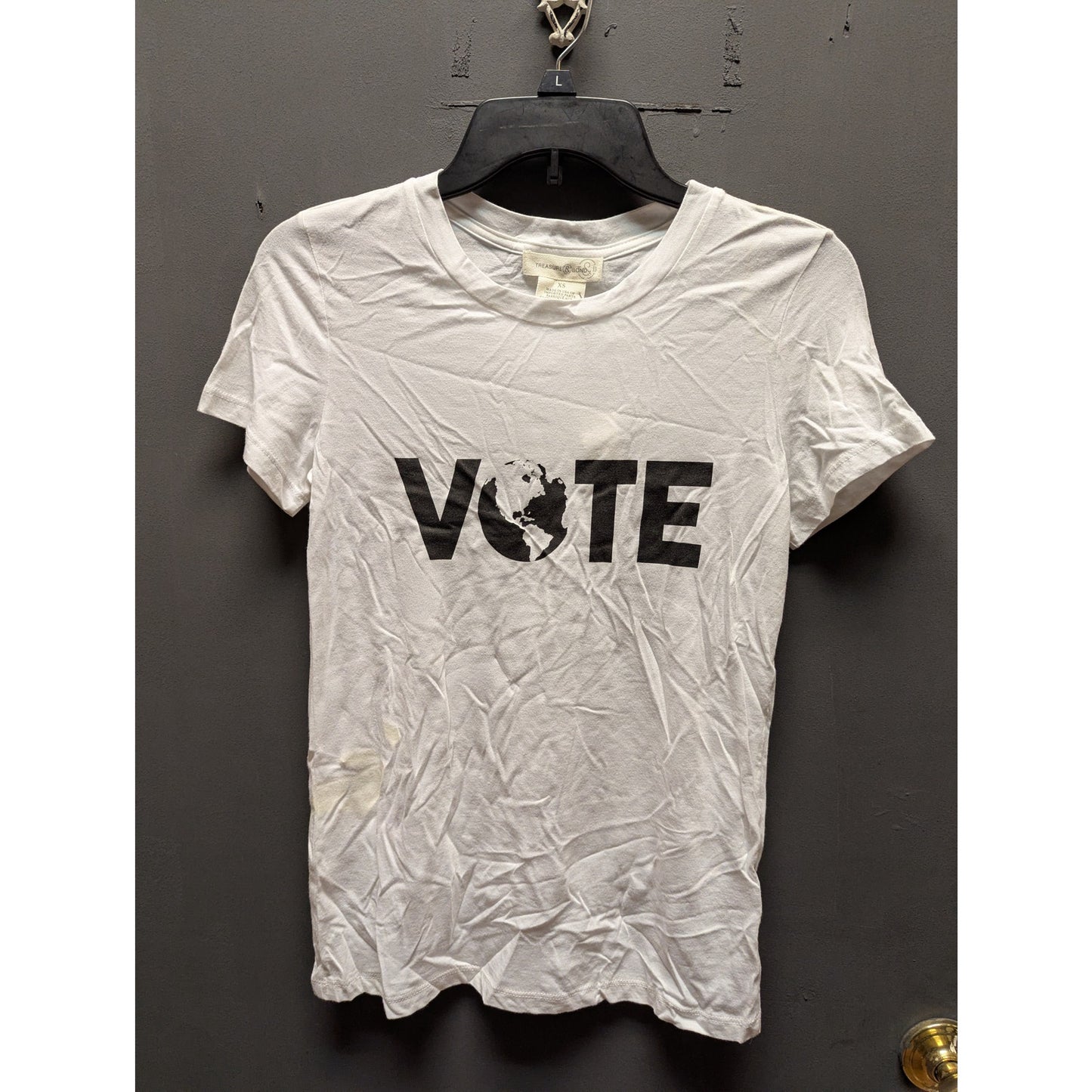 Treasure & Bond White & Black "VOTE" Graphic Print Sleeveless Tank Top XS NWT
