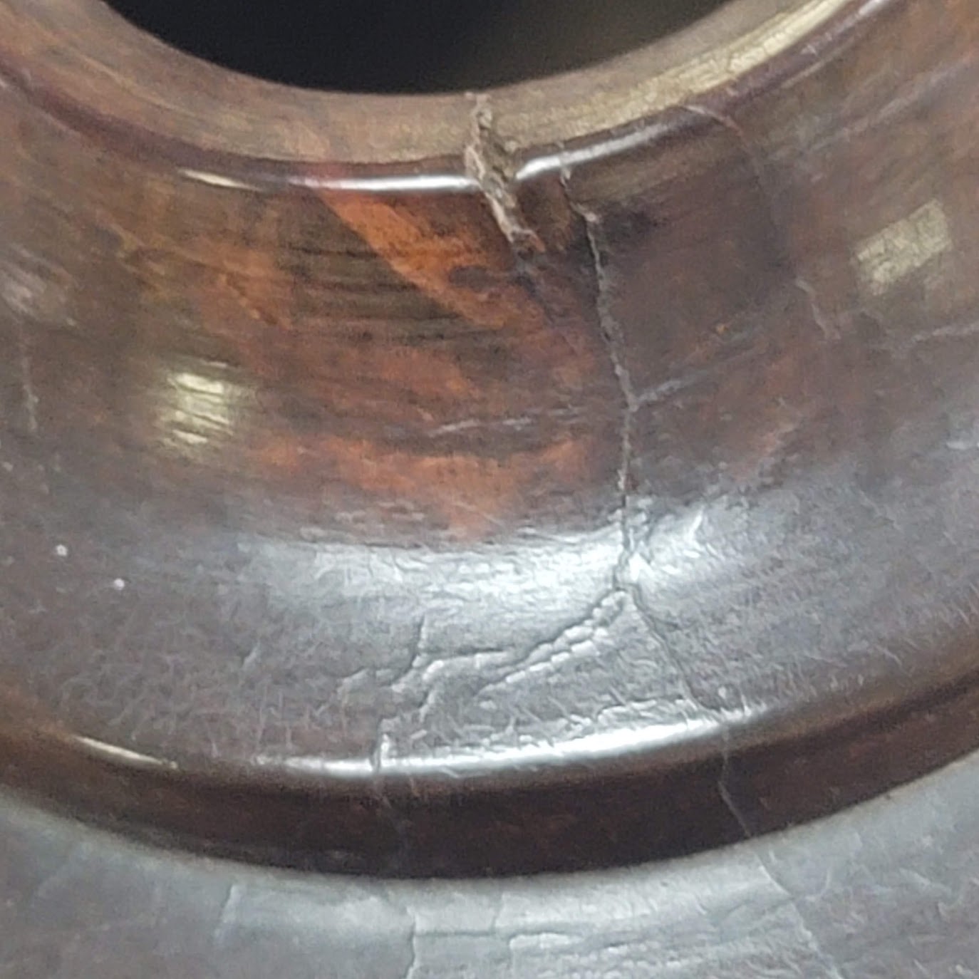 Hand turned black walnut vase heavy aged solid wood crackle varnish vessel