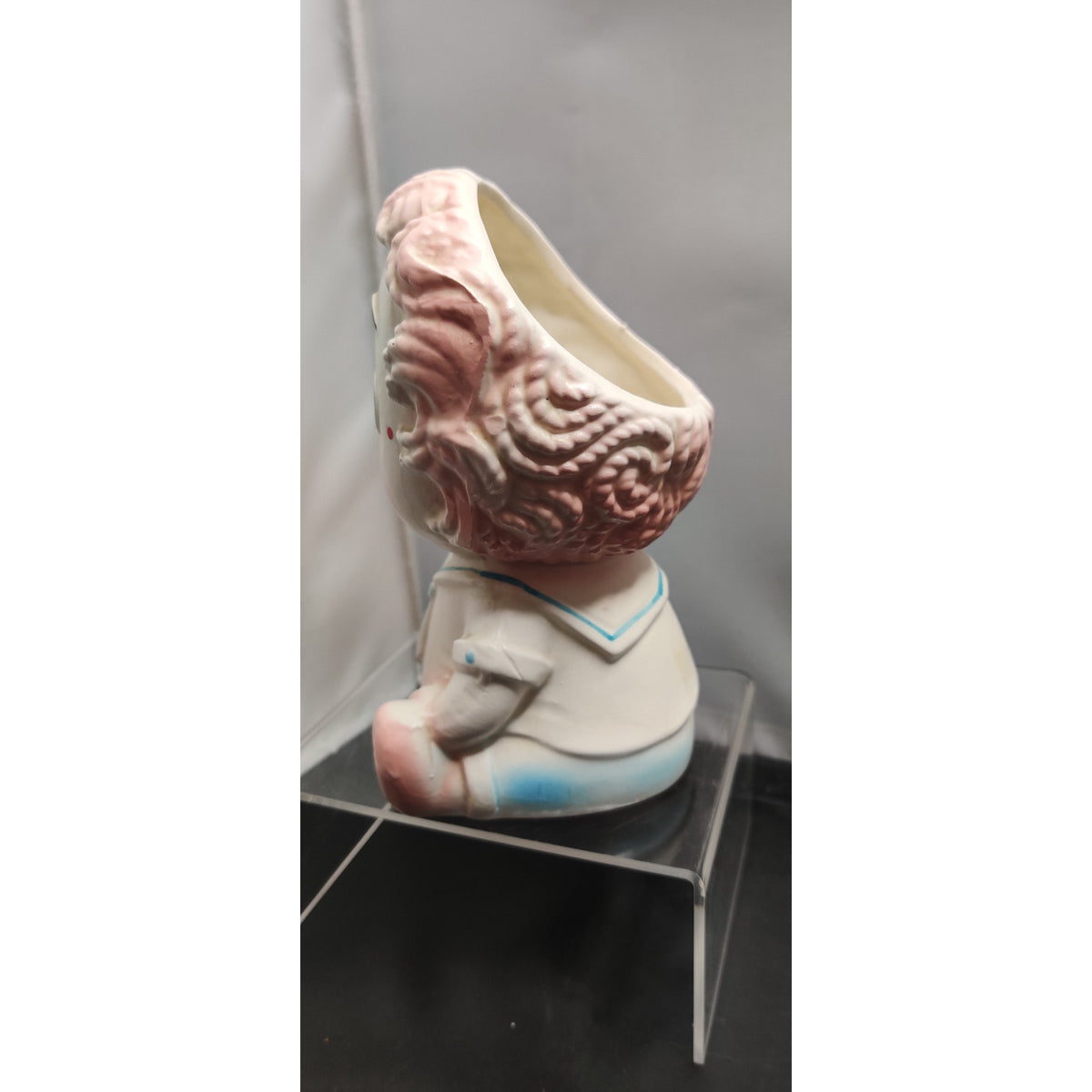 Retro MCM Kitsch Baby Doll Planter Pink Nursery Ceramic Decor Vase E4292 Rare