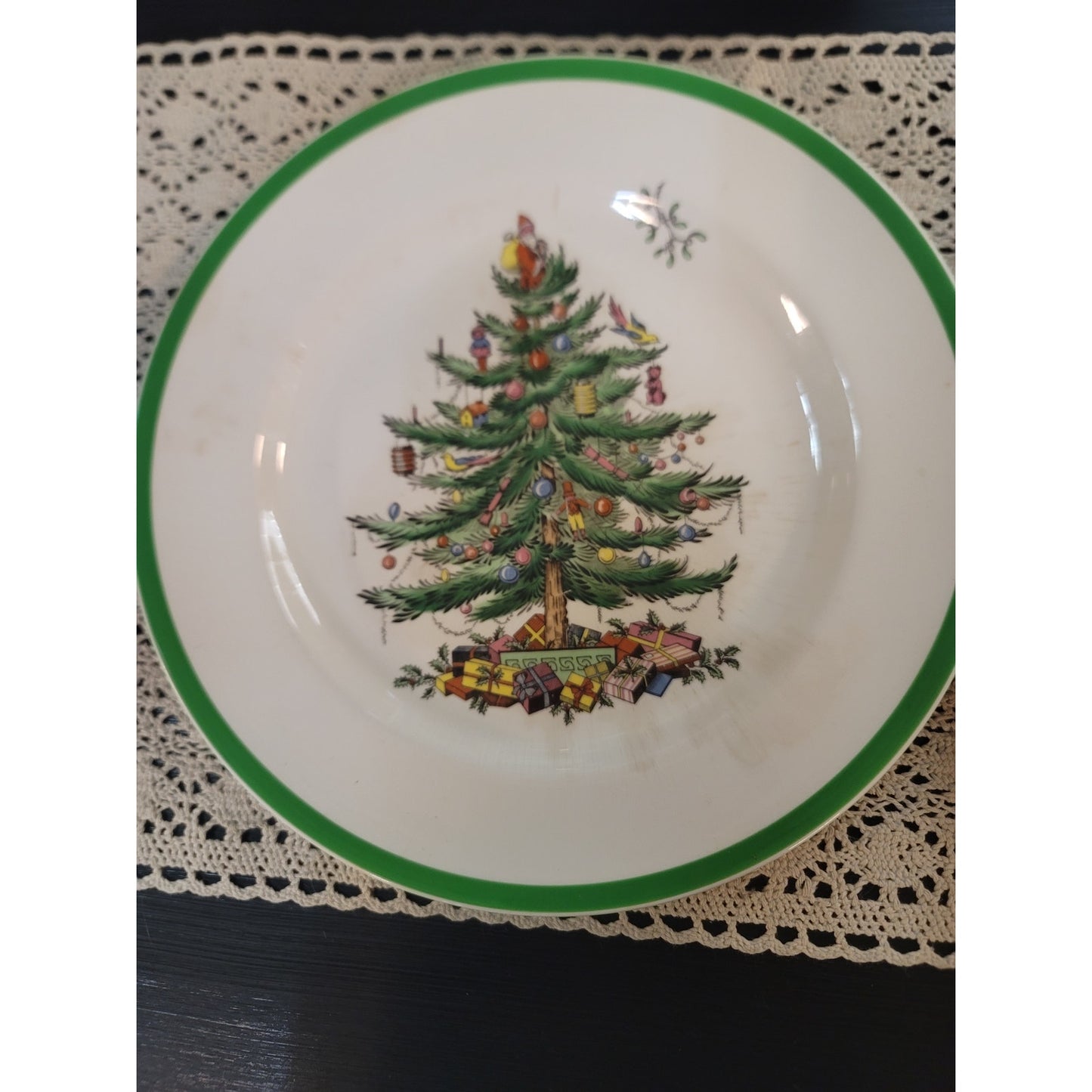 Spode Christmas Tree Dinner Plates Lot 2 Vintage England 10.5"