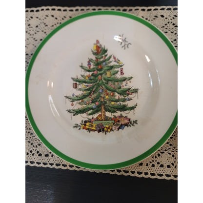 Spode Christmas Tree Dinner Plates Lot 2 Vintage England 10.5"