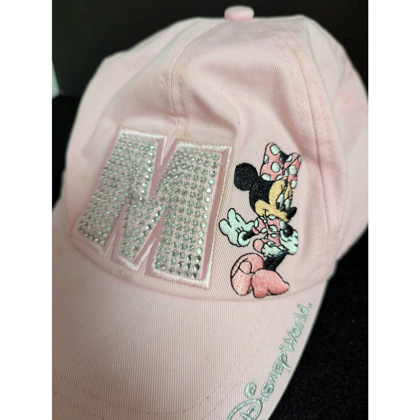 Disney Parks Pink Minnie Mouse Rhinestone M Baseball Cap Hat Walt Disney World