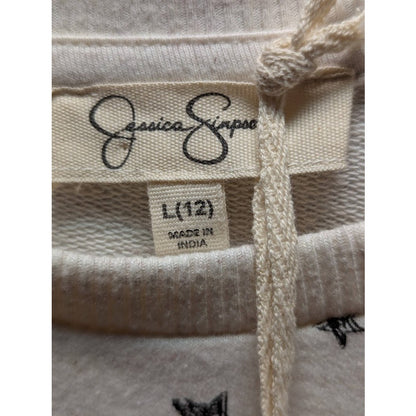 Jessica Simpson Girls Size Large (12) Top Long Sleeve Ruffle Front Stars Sweater