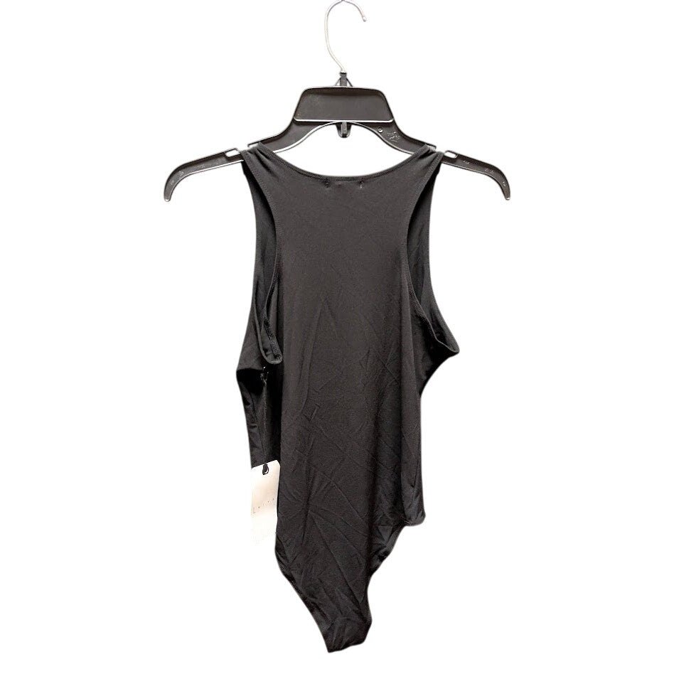 Leith Full coverage Bodysuit round Neck Sleeveless Black Solid Size MEDIUM NEW