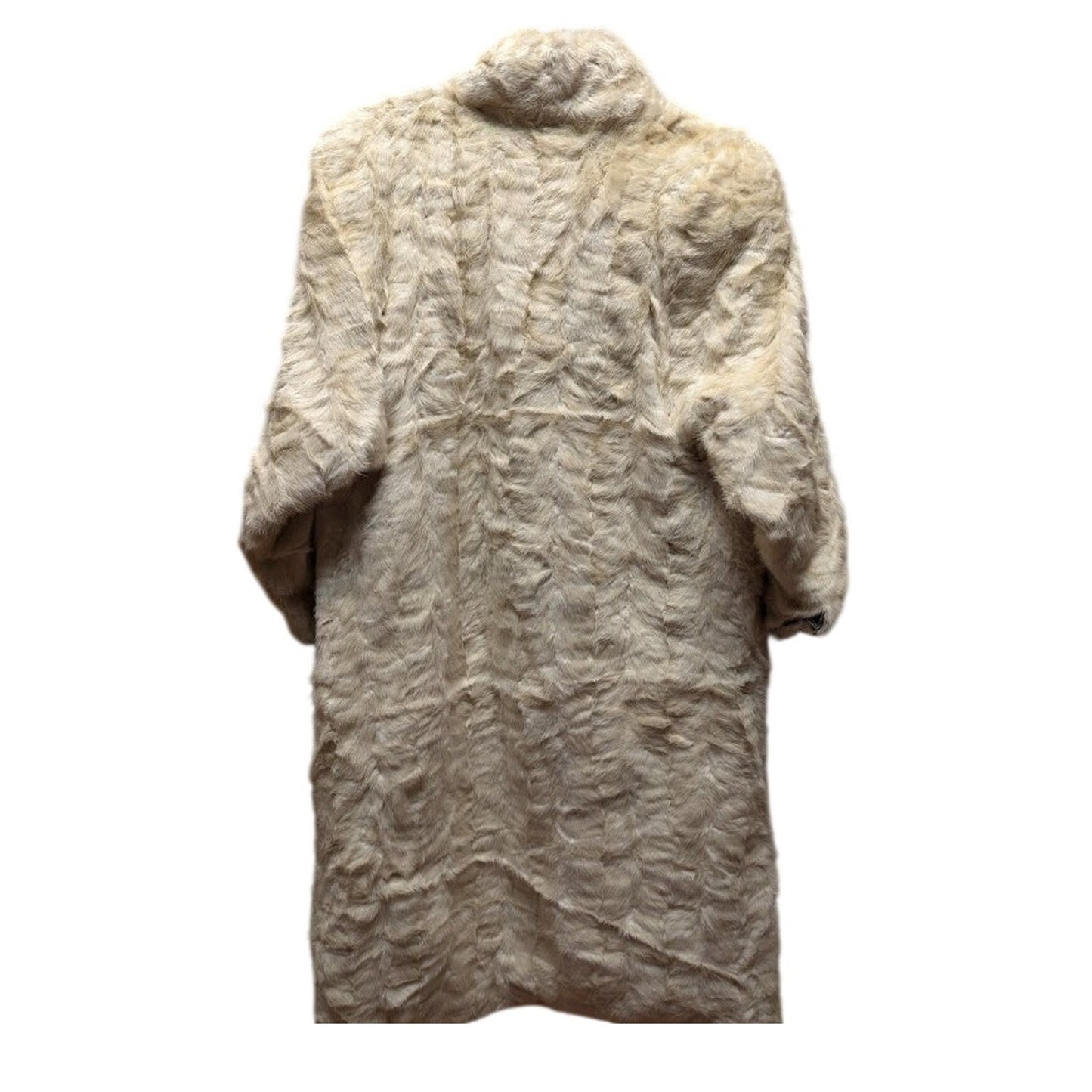 Vintage Winter White Genuine Fur Full-Length Maxi Coat Satin Lined Glamour