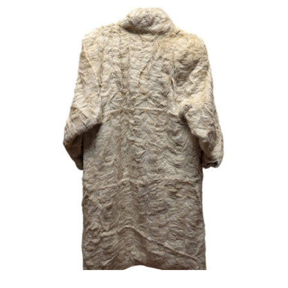 Vintage Winter White Genuine Fur Full-Length Maxi Coat Satin Lined Glamour