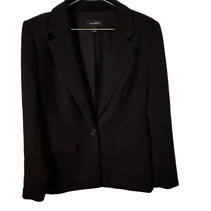 Halogen Single Button Black Blazer Women’s Size XS extra-small Casual Pocket NEW