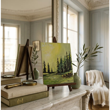 Vintage Anthony Studio Mini 6" Oil Painting on Wood Easel St. Paul MN Landscape