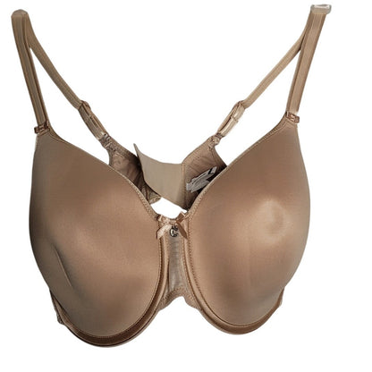 Chantelle Bra Nude 34 DDD breathable 3 eyehook closure adjustable straps NEW 34F