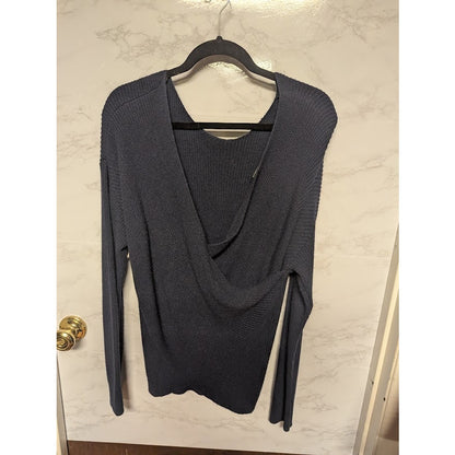 Halogen open faux wrap back sweater Knit Blue Size XL heavyweight long sleeve