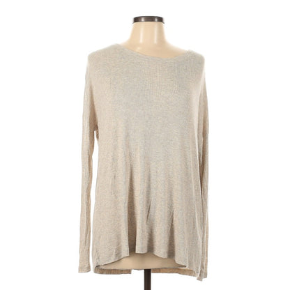 H by Bordeaux HEATHERED TAWNY TOP LONG SLEEVE HACCI sPLIT back Size large casual