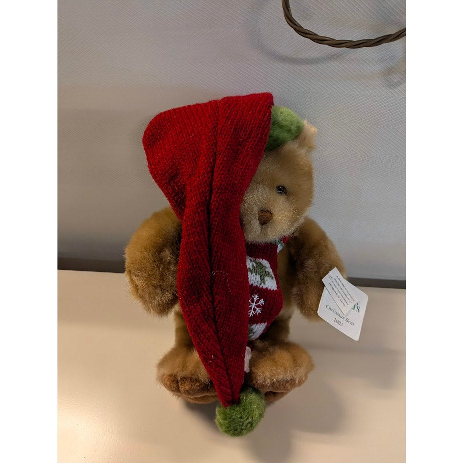 Dillard's Christmas Teddy Bear Plush Holiday Nightcap Scarf Stuffed Animal