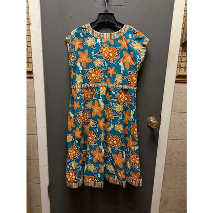 Disney The Dress Shop Dress Small Teal Orange Floral Tiki Disneybound Moana