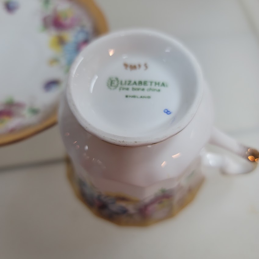 Vintage Elizabethan England Fine bone china Floral Tea Cup and Saucer gold pansy