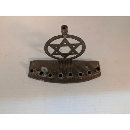 Vintage Brass Menorah Star of David Hanukkah Candelabra Judaica Mid-Century 5"