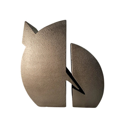 Abstract Modernist MCM sculpture textured 2 pc. Modernist Bronze Color