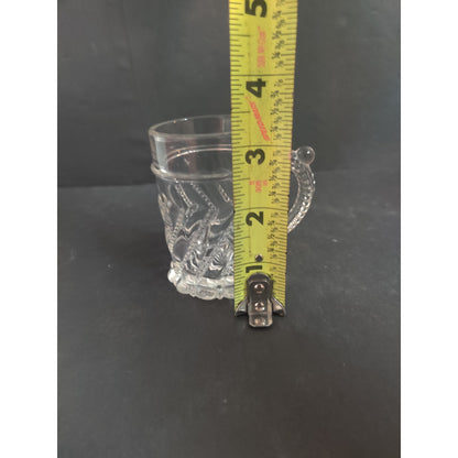Vintage Clear Pressed Glass Miniature Mug Stein Wheat Pattern Footed