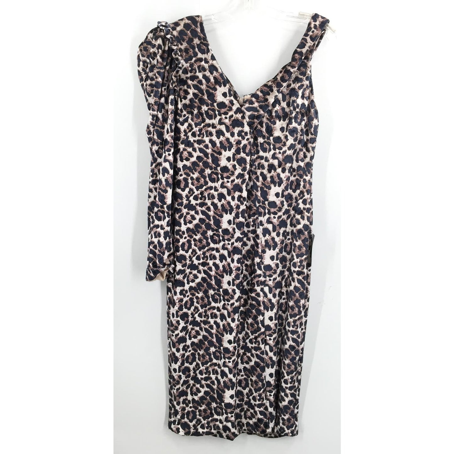 Lavish Alice Cold Shoulder Crush Velvet Cocktail Sheath Dress Sz 10 Leopard NWT