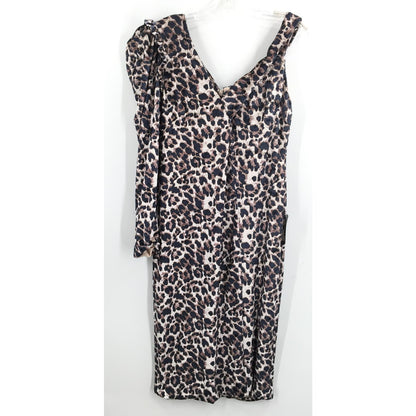 Lavish Alice Cold Shoulder Crush Velvet Cocktail Sheath Dress Sz 10 Leopard NWT